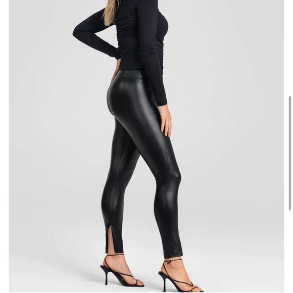 Honey love Just Like Leather Leggings Black Ankle Zip Shaping Smoothing F. - Picture 5 of 13